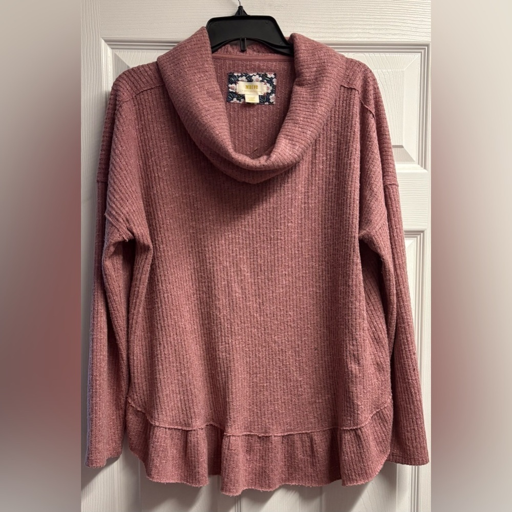 Maeve Anthropologie Addie Ruffled Hacci Cowl Neck Sweater Size Large